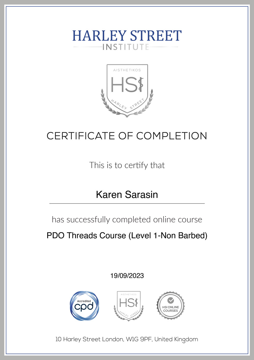 Nurse Karen Certificate PDO Threads