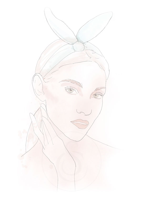 drawing woman watercolor skincare